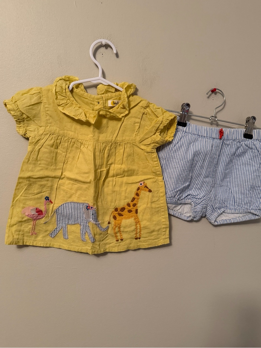 Baby Boden Yellow Animal Top with Matching Shorts